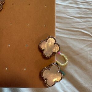 Elegant Mother of Pearl Clover Earrings